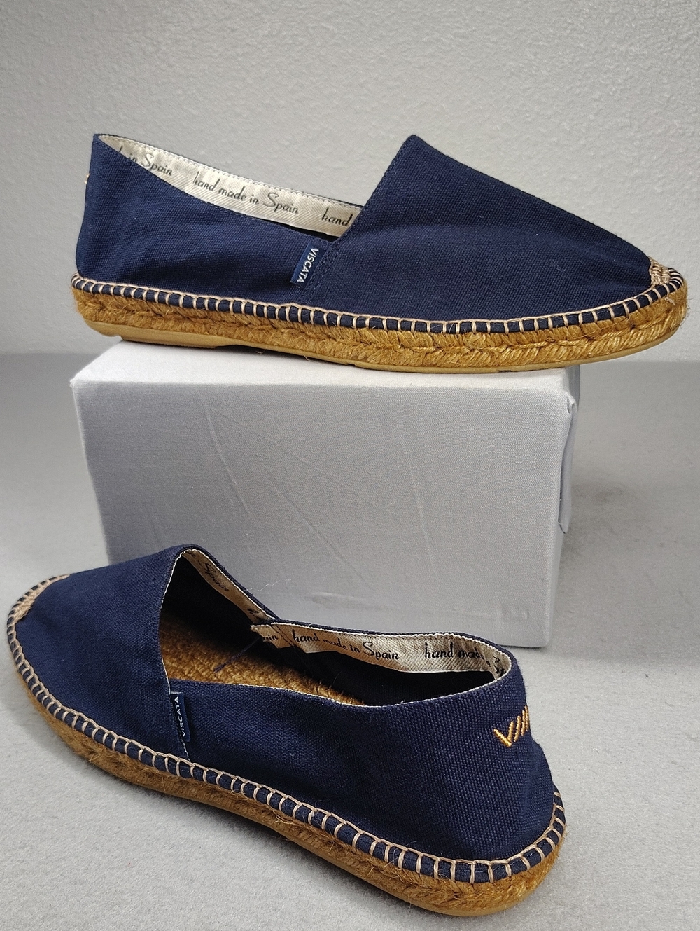 Viscata Barcelona Navy Canvas Espadrille Flats Size 11 - Made In Spain